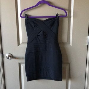 Black strapless bandage dress
